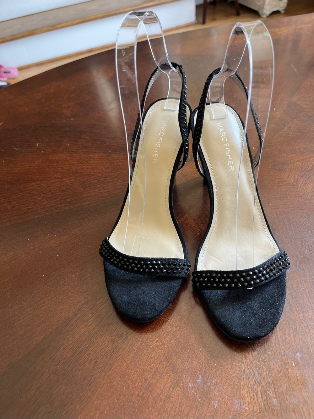 Marc Fisher Black Studded Slingback Heels